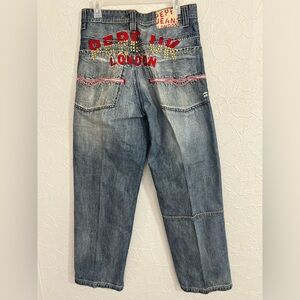Vintage Pepe Jeans London Men's 32x32 Beaded Embroidered Baggy 90’s RARE